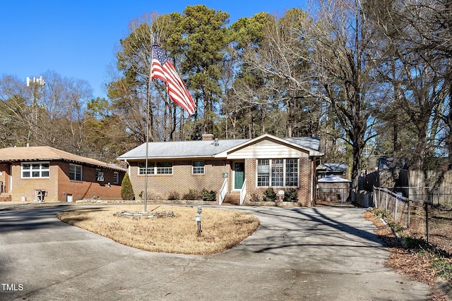 view of single story home