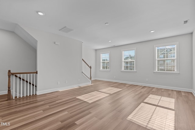 interior space with light hardwood / wood-style floors