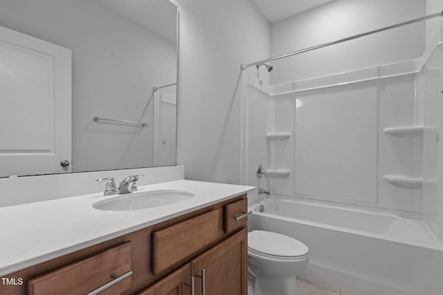 full bathroom featuring vanity, toilet, and tub / shower combination