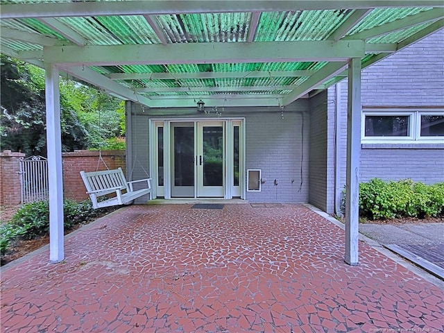 view of patio / terrace featuring french doors