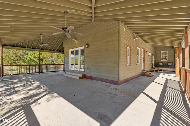 view of patio / terrace featuring ceiling fan