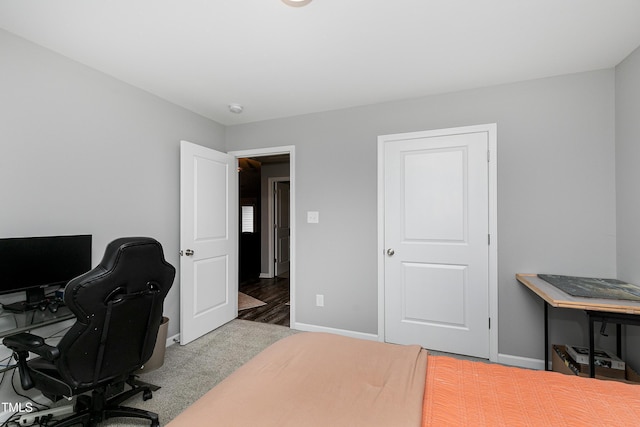 view of carpeted home office