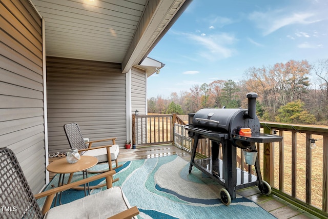 wooden deck with area for grilling