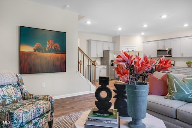 living room with hardwood / wood-style flooring