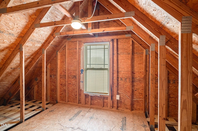 view of unfinished attic