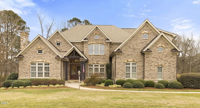 view of front of property featuring a front lawn