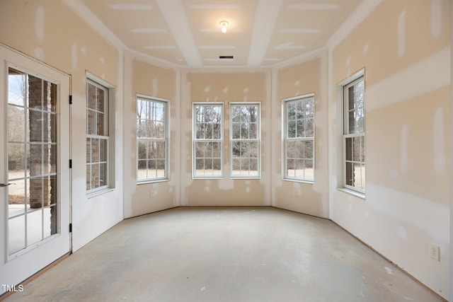 view of unfurnished sunroom