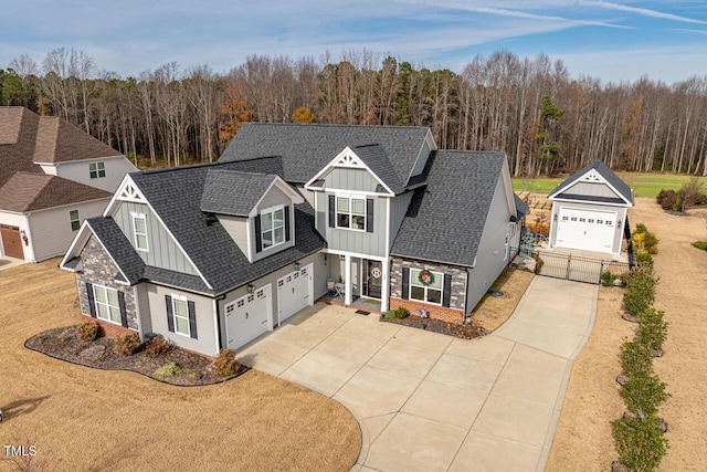 view of front of property with a garage