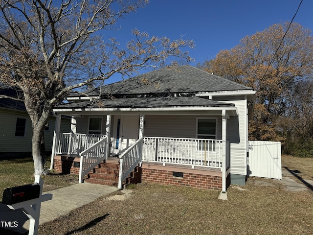 bungalow featuring a porch