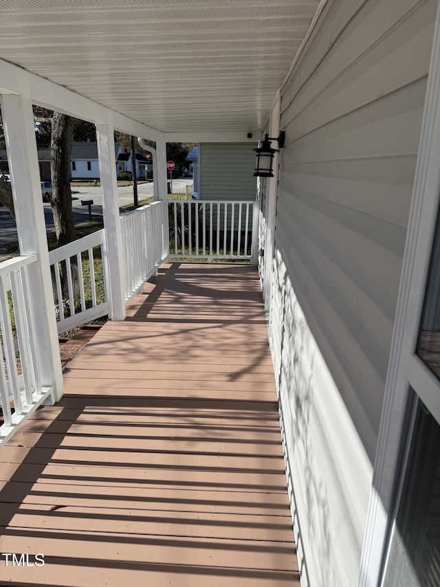 wooden deck with covered porch