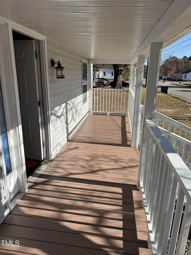 deck featuring a porch