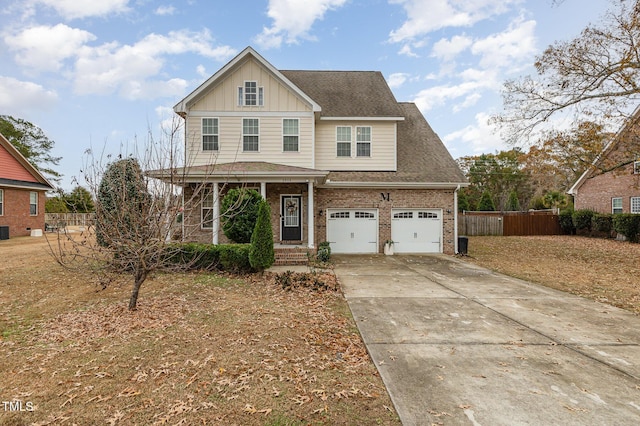 front facade with a garage