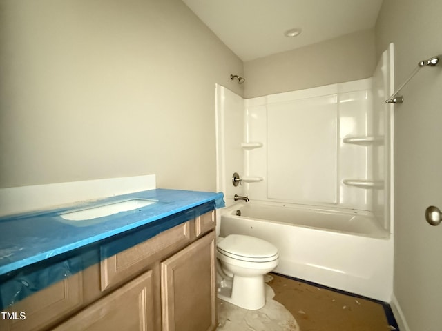 full bathroom with shower / washtub combination, toilet, and vanity