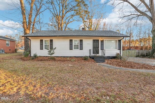 ranch-style house featuring central AC