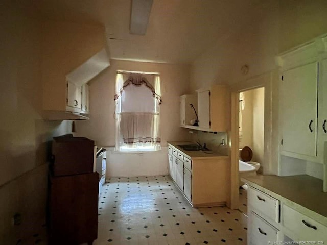 kitchen featuring white cabinetry and sink