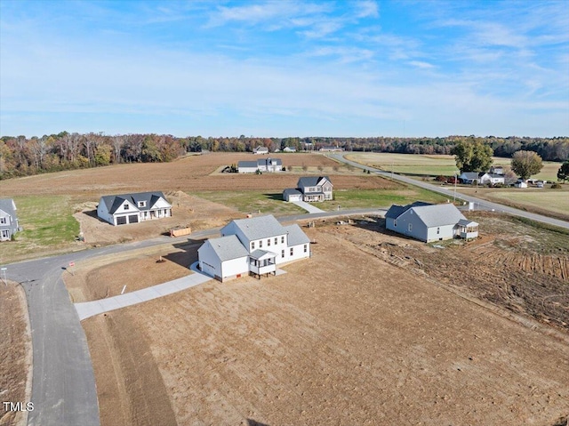 aerial view with a rural view