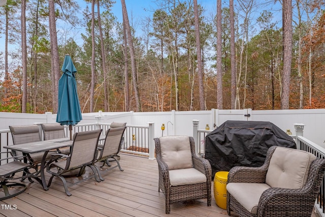 deck featuring grilling area