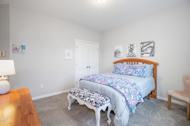 bedroom with a closet and carpet floors