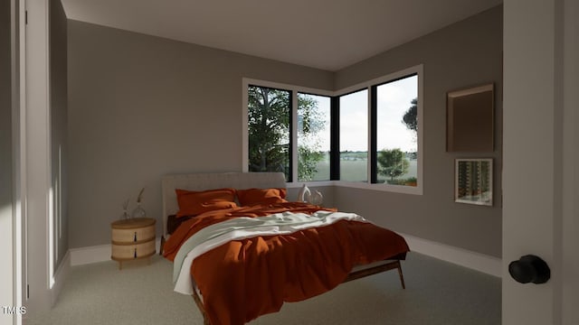 bedroom featuring a water view