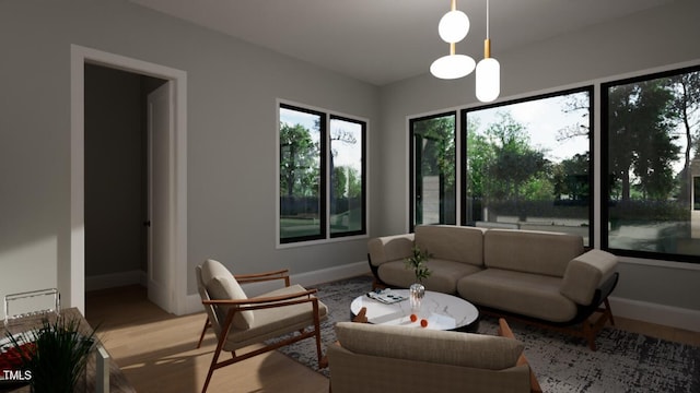 living room featuring light hardwood / wood-style flooring