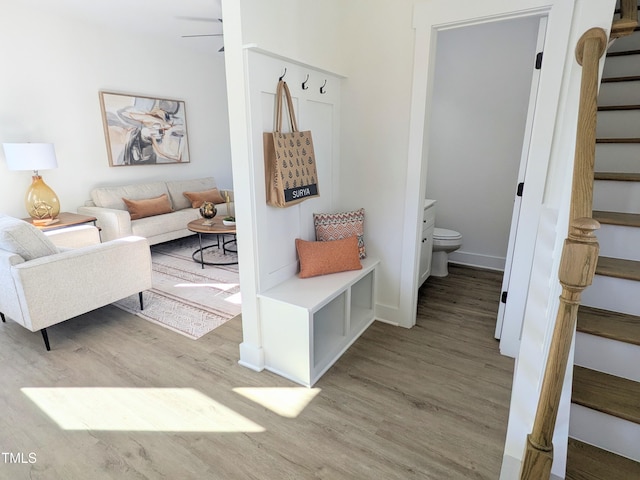 mudroom featuring light hardwood / wood-style flooring