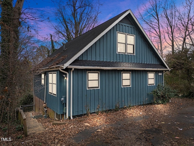 view of property exterior at dusk