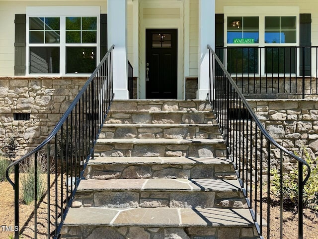 19 Covey Rise Way, Lillington, NC 27546 - entrance to property with stone siding and covered porch