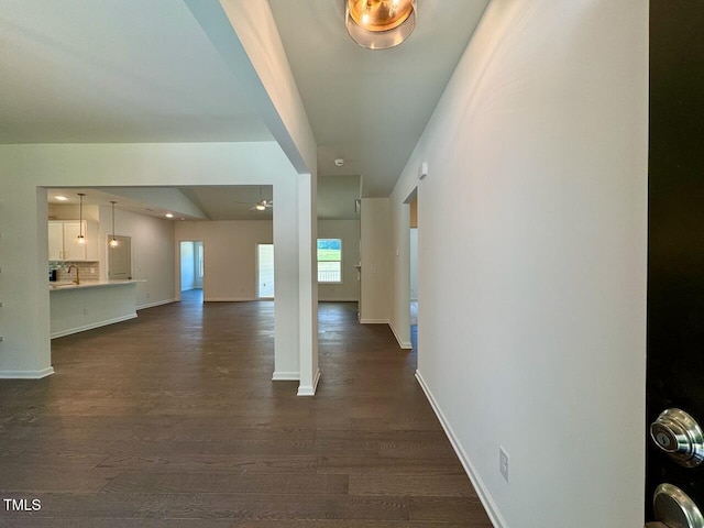 19 Covey Rise Way, Lillington, NC 27546 - corridor with dark wood-style flooring and baseboards
