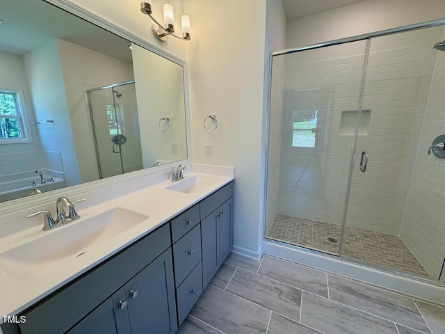 19 Covey Rise Way, Lillington, NC 27546 - full bathroom with a stall shower, double vanity, and a bath