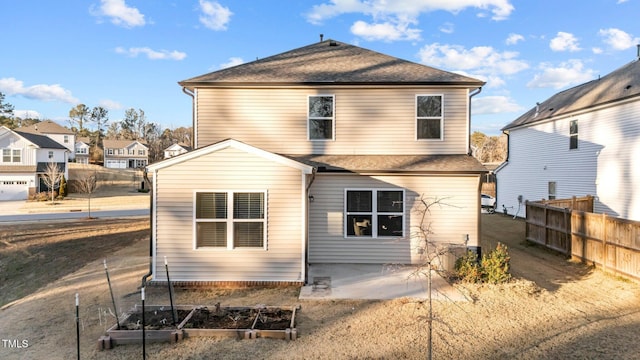 back of property featuring central AC unit and a patio area