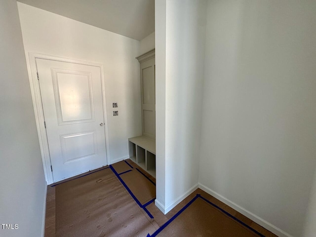 mudroom featuring wood-type flooring