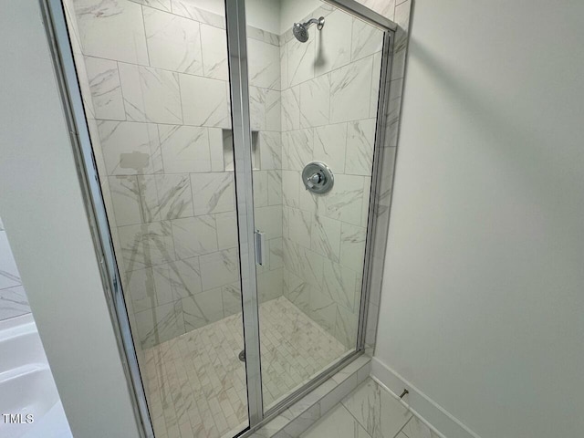 262 Grand Griffon Way, Lillington, NC 27546 - full bath with a shower stall and marble look tiles