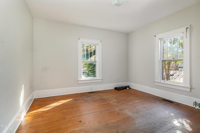 empty room featuring wood-type flooring and plenty of natural light