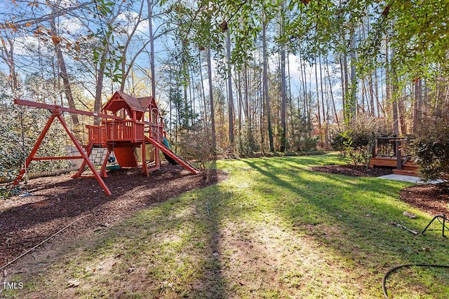 view of yard featuring a playground