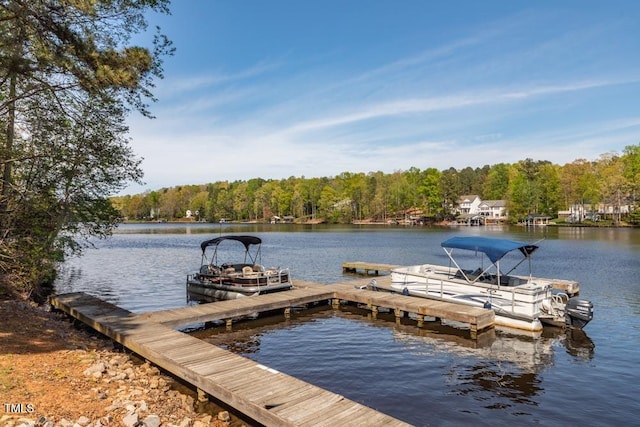 view of dock featuring a water view