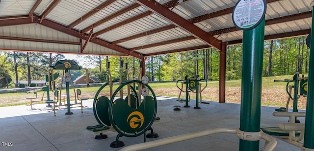 surrounding community with a playground and a lawn