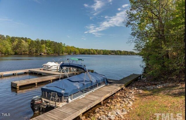 dock area featuring a water view