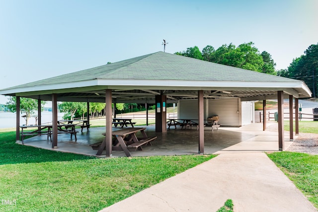 view of home's community with a patio, a yard, and a gazebo