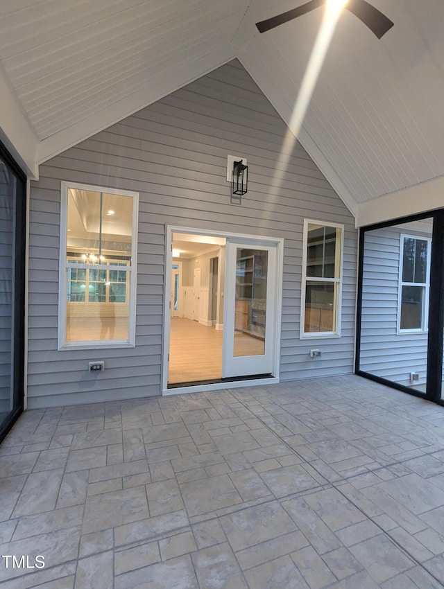 view of patio with ceiling fan