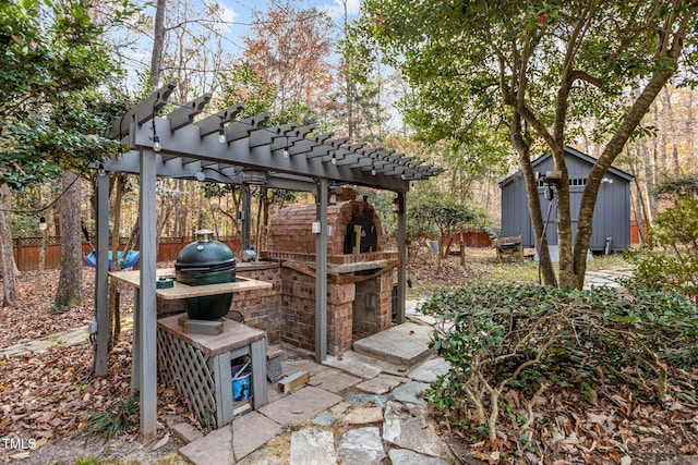 view of patio / terrace featuring a pergola