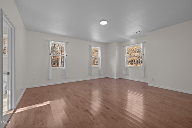 spare room with plenty of natural light and wood-type flooring