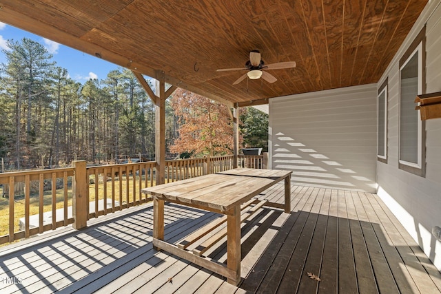 wooden terrace with ceiling fan