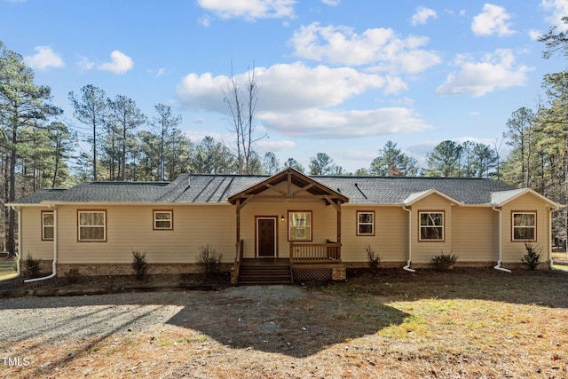 ranch-style house with a porch