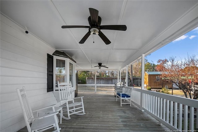 deck with a porch