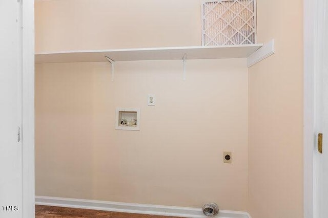 washroom featuring electric dryer hookup and hookup for a washing machine