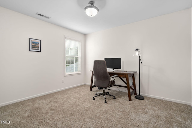 office space with light carpet