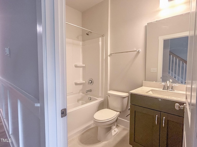 207 Pond View Ct Unit 3, Fuquay Varina, NC 27526 - bathroom featuring toilet, vanity,  shower combination, baseboards, and tile patterned flooring