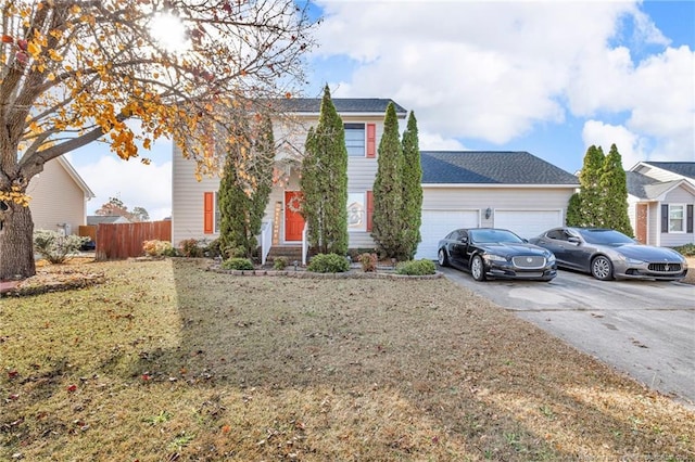 view of front of property with a garage