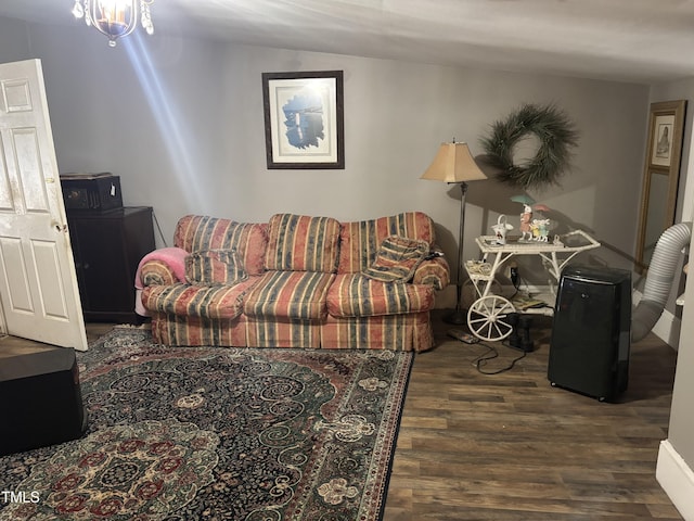 living room featuring dark hardwood / wood-style flooring