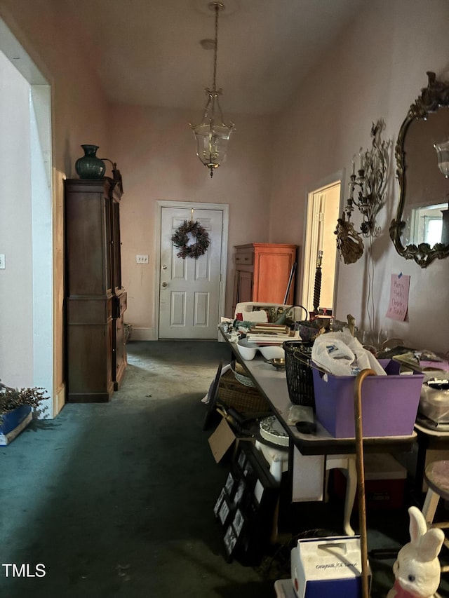 view of carpeted dining area